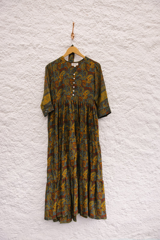 Prairie V-neck Silk Dress M - 007