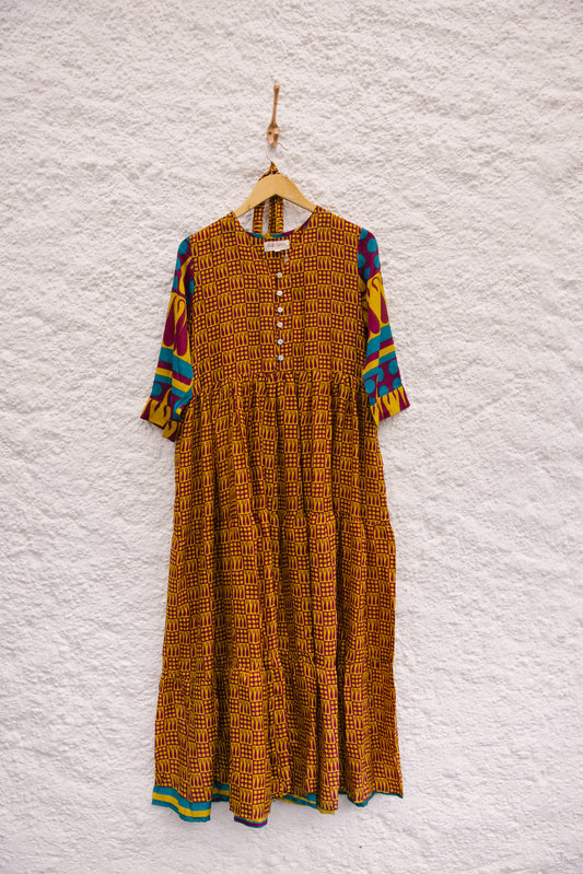 Prairie V-neck Silk Dress M - 009