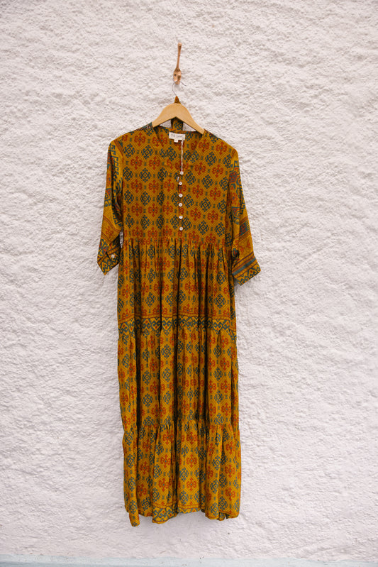 Prairie V-neck Silk Dress M - 008