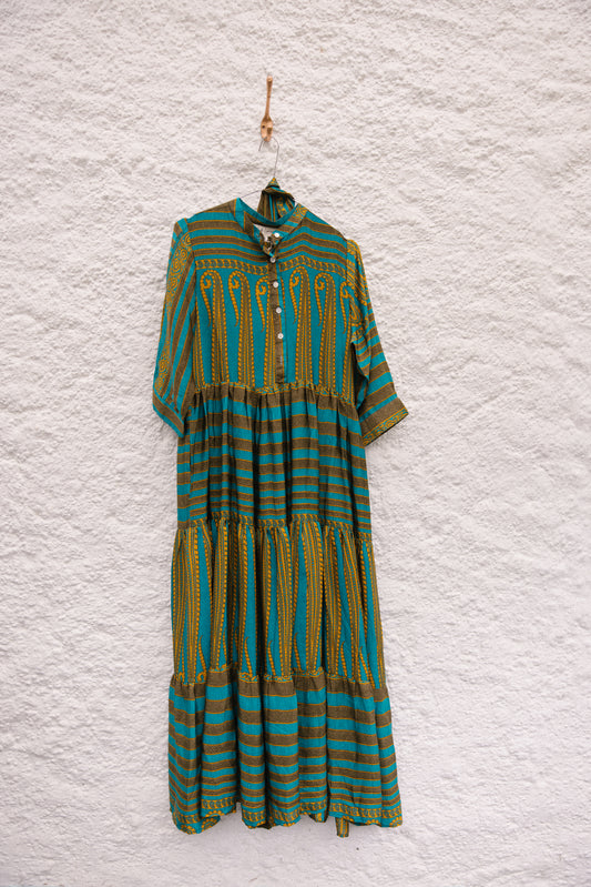 Prairie Round Neck Silk Dress S  - 010