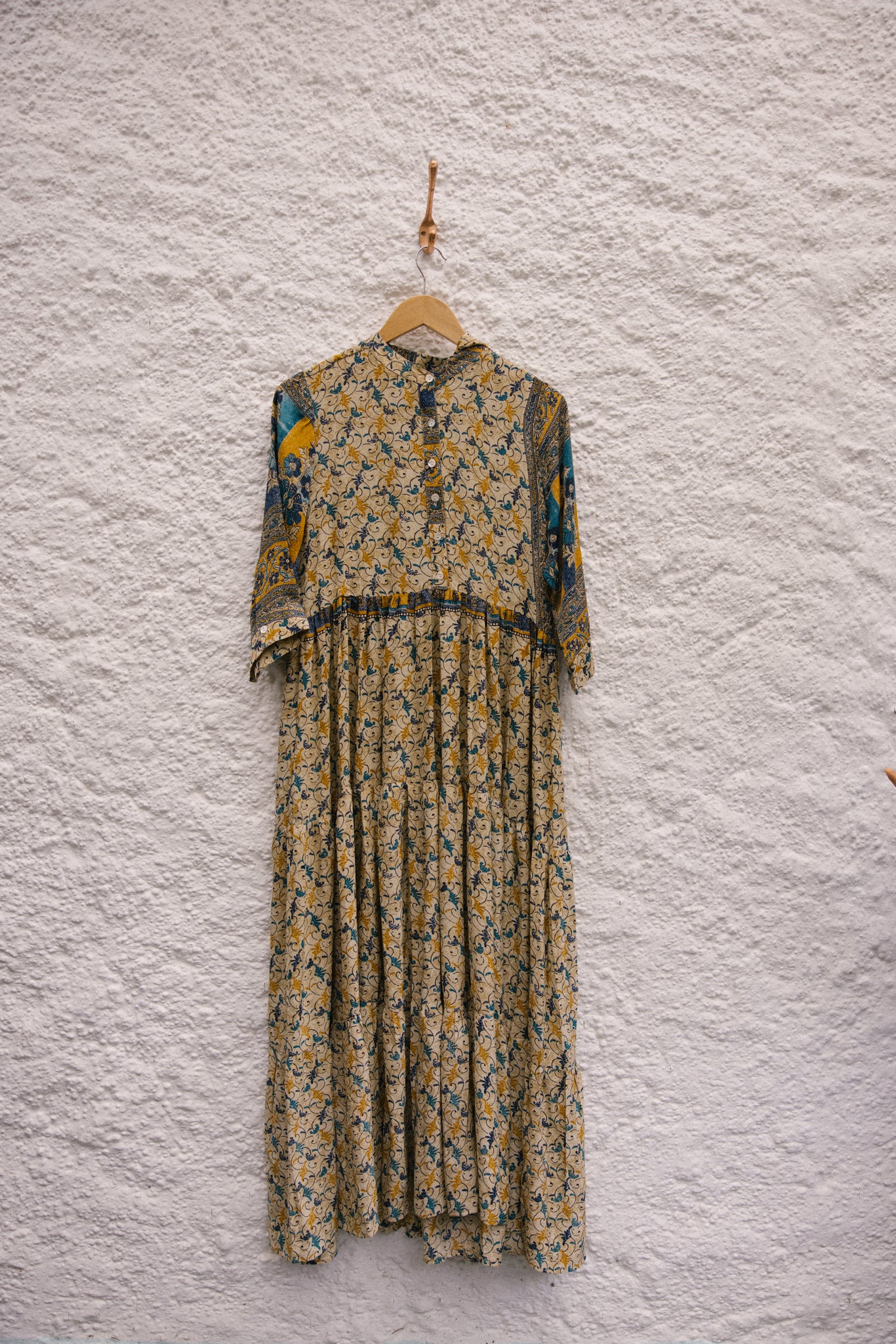 Prairie Round Neck Silk Dress M - 008