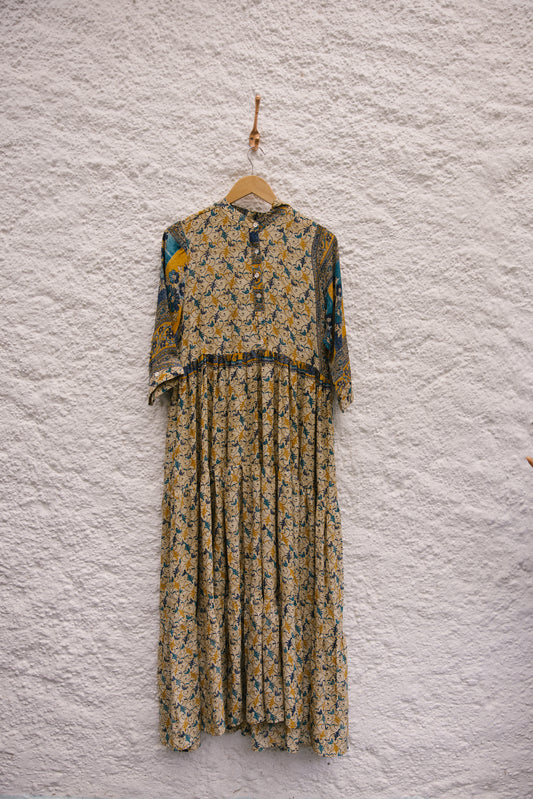Prairie Round Neck Silk Dress M - 008