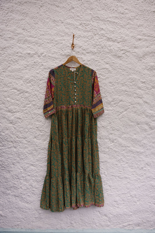 Prairie V-neck Silk Dress M - 010