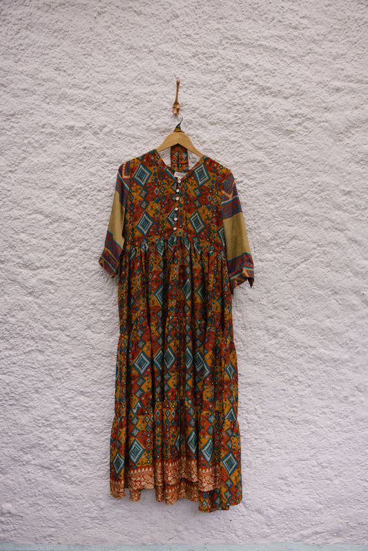 Prairie V-neck Silk Dress M - 019