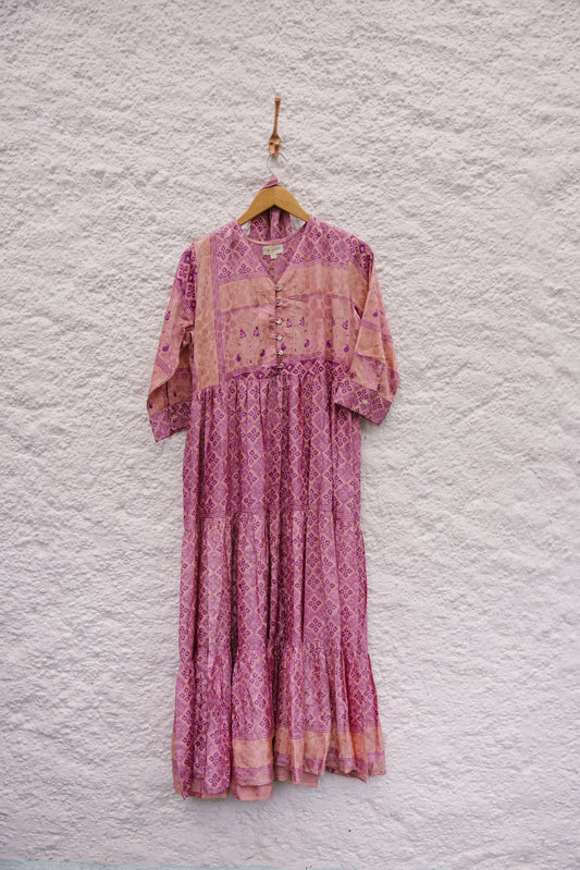 Prairie V-neck Silk Dress S - 014