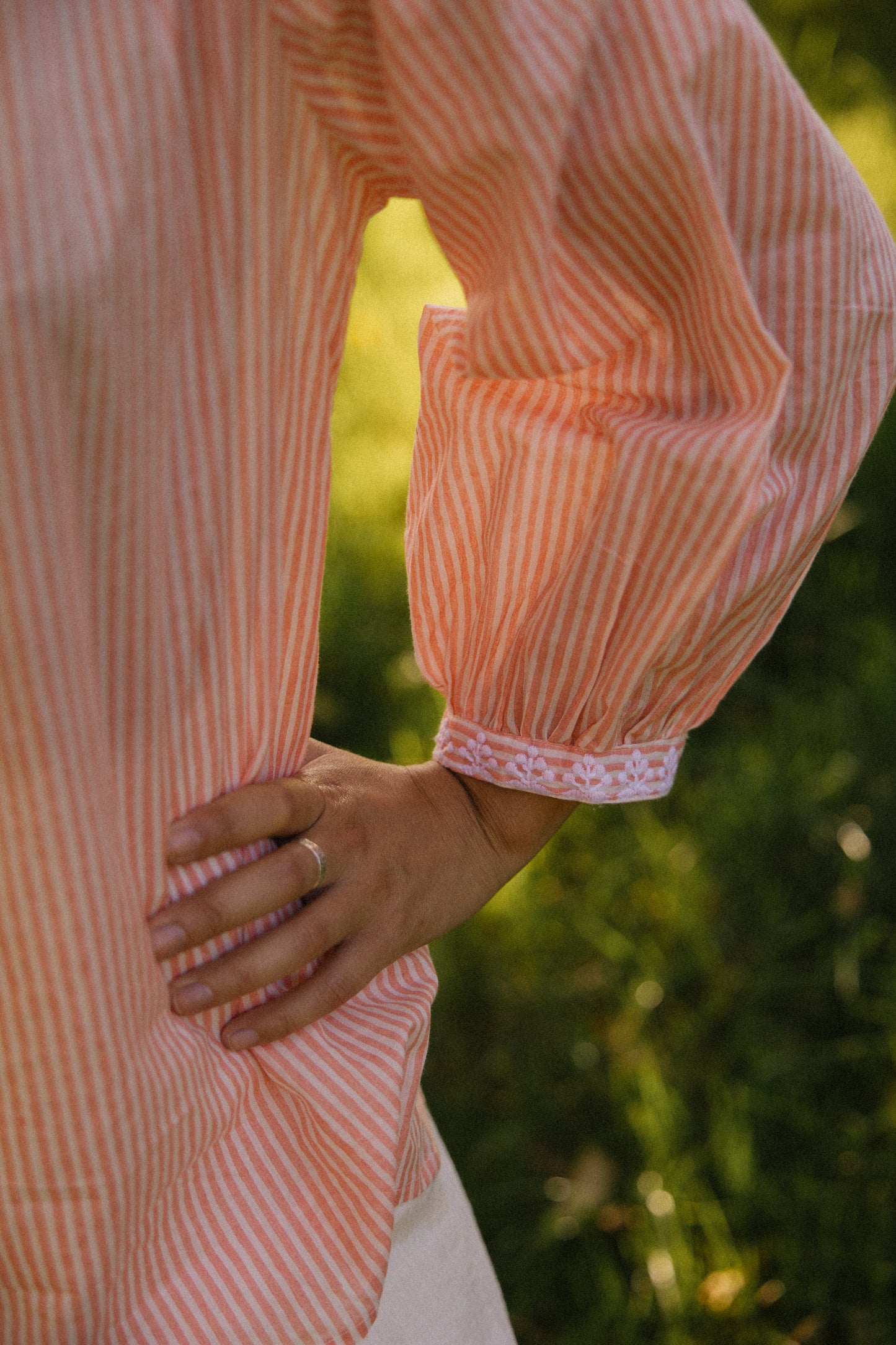 Sitara Stripe Blouse - Blushing Peach