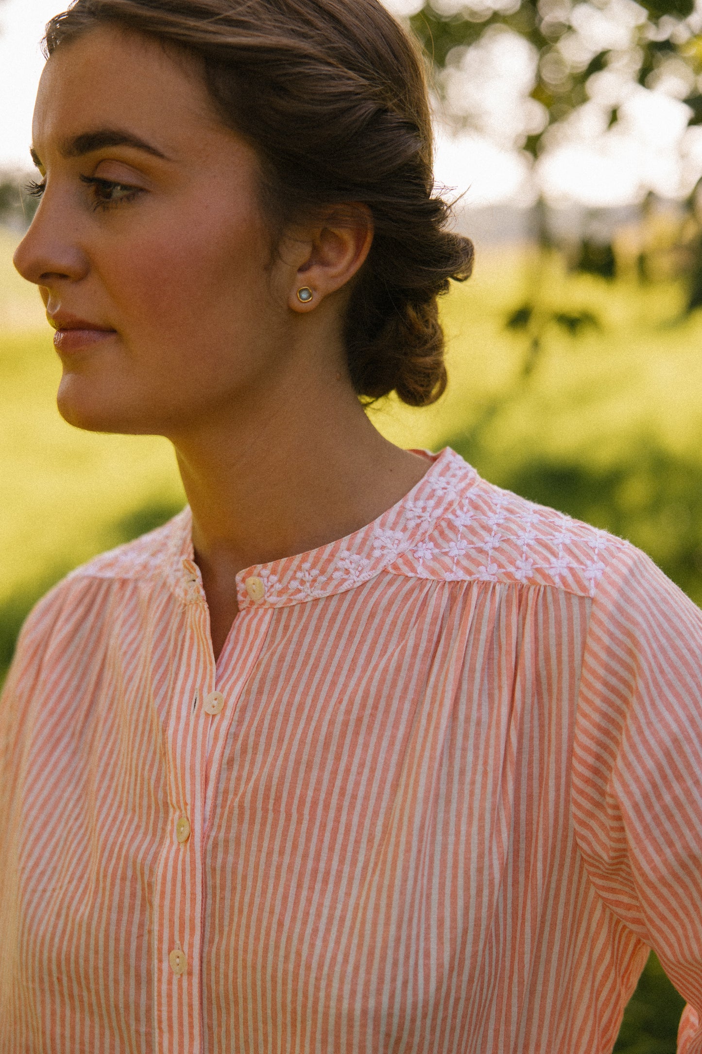 Sitara Stripe Blouse - Blushing Peach