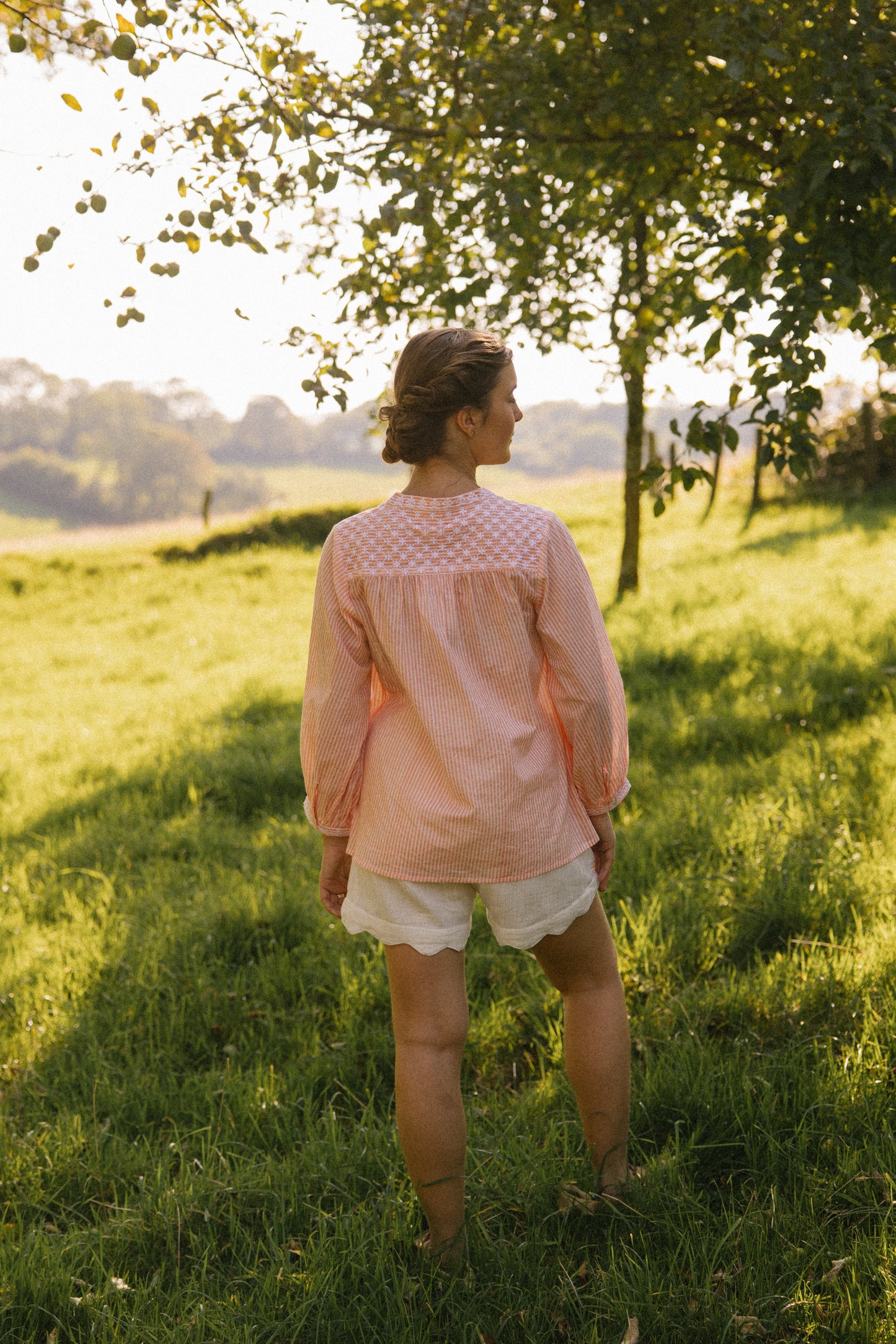 Sitara Stripe Blouse - Blushing Peach