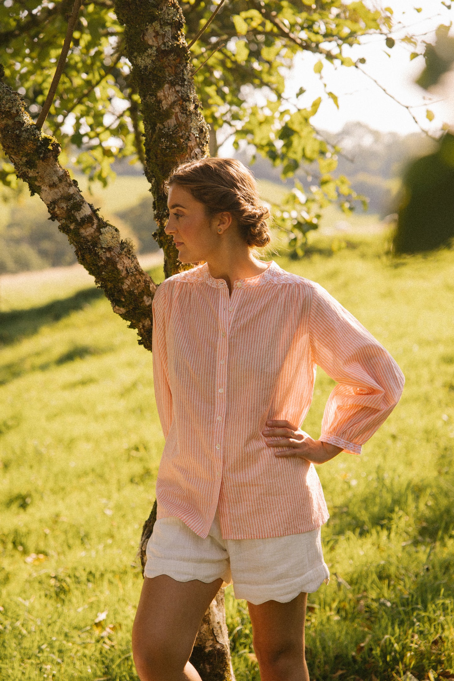 Sitara Stripe Blouse - Blushing Peach