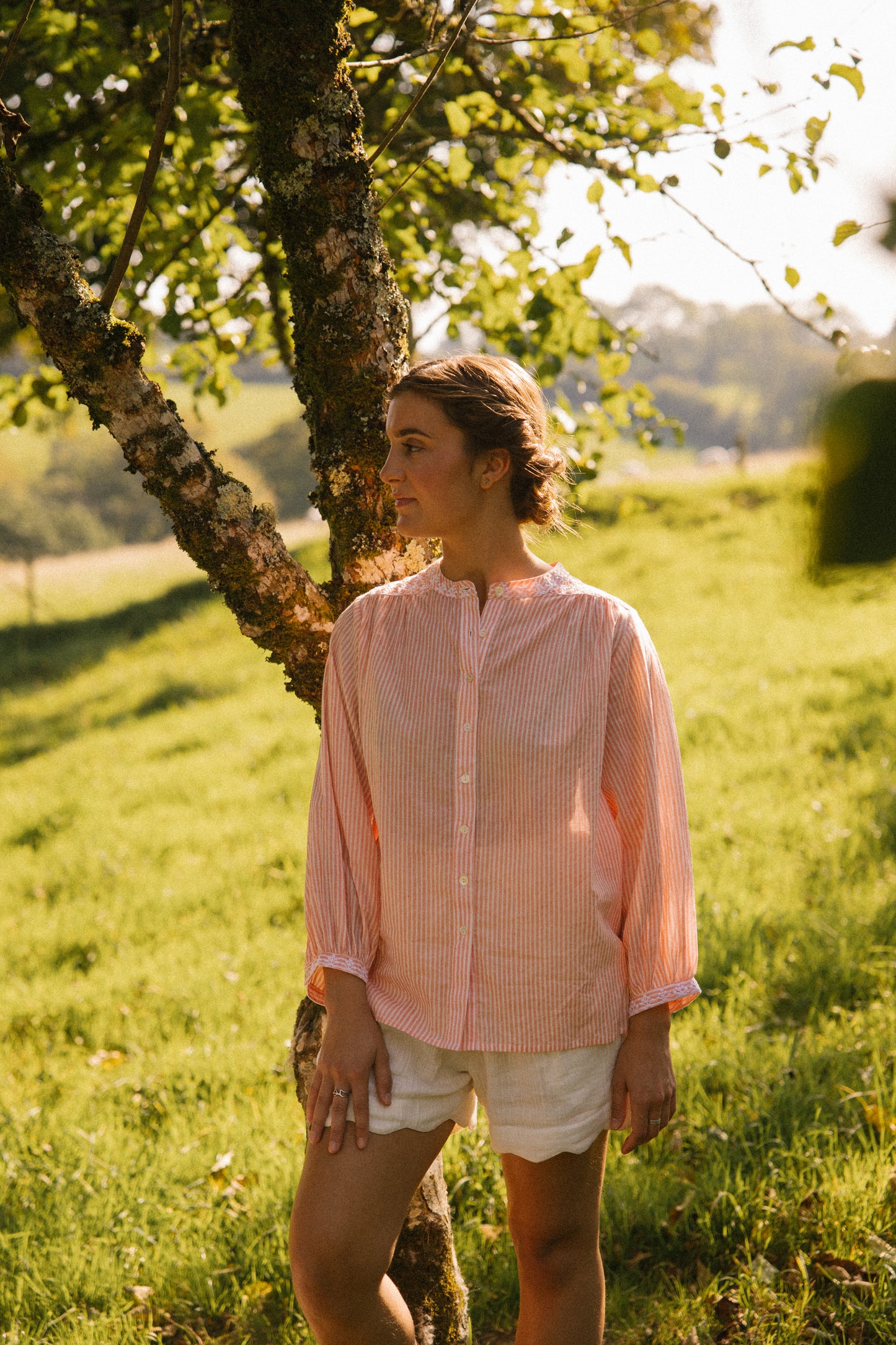 Sitara Stripe Blouse - Blushing Peach