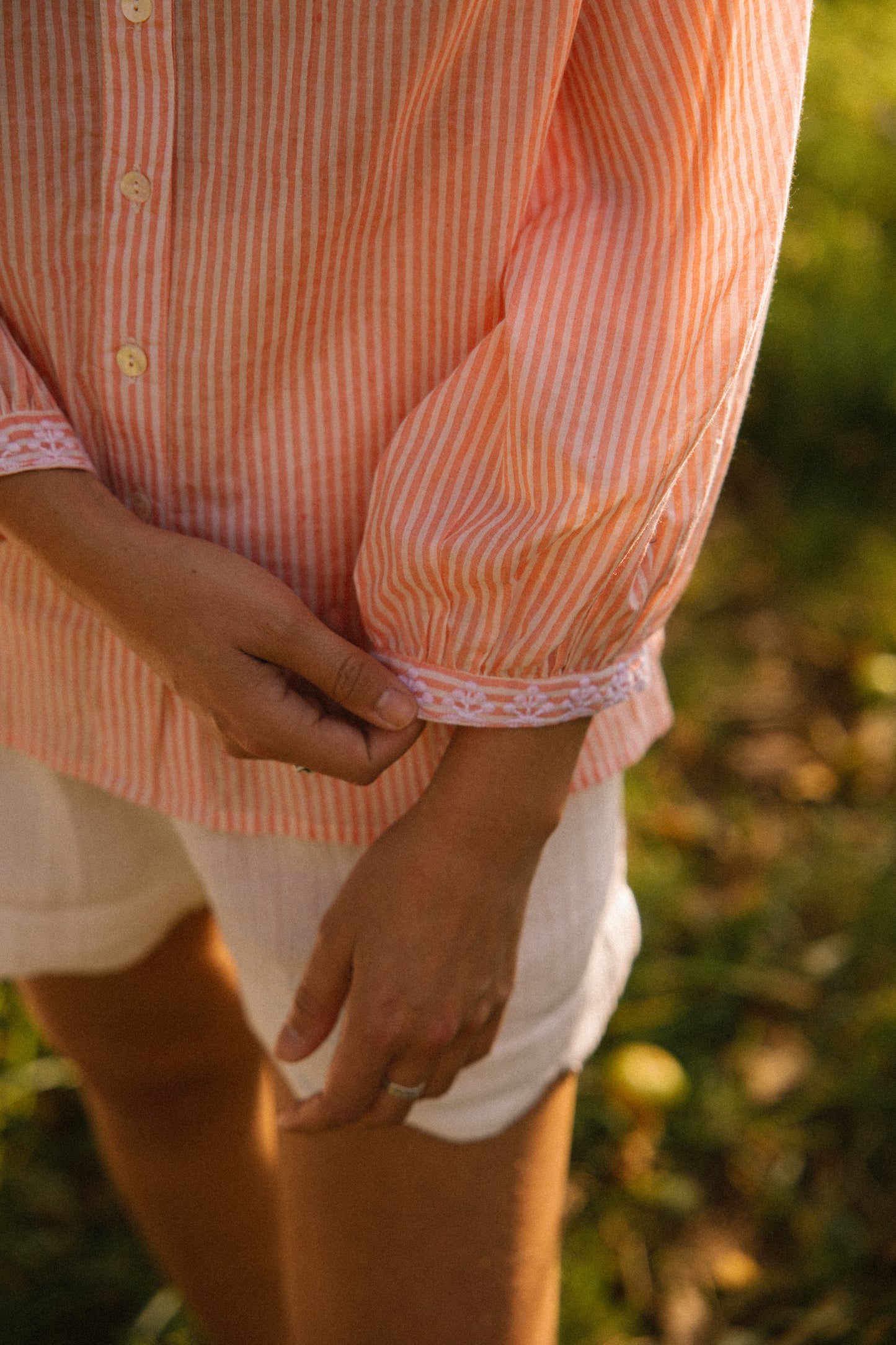 Sitara Stripe Blouse - Blushing Peach