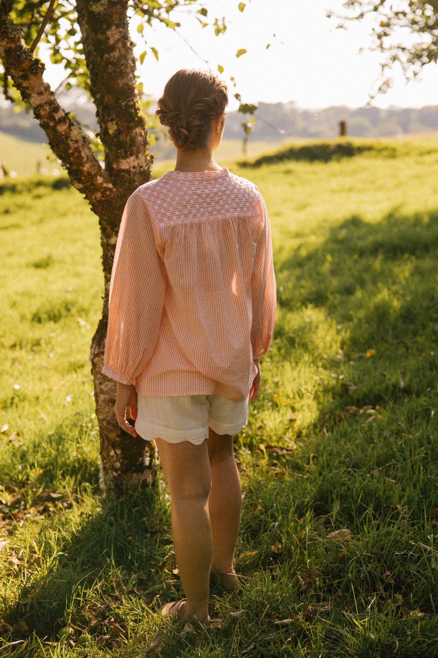 Sitara Stripe Blouse - Blushing Peach