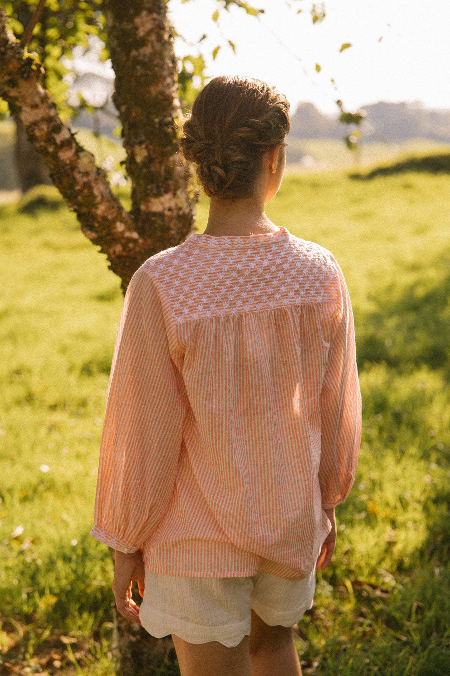 Sitara Stripe Blouse - Blushing Peach