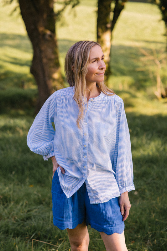 Sitara Stripe Blouse - Blue