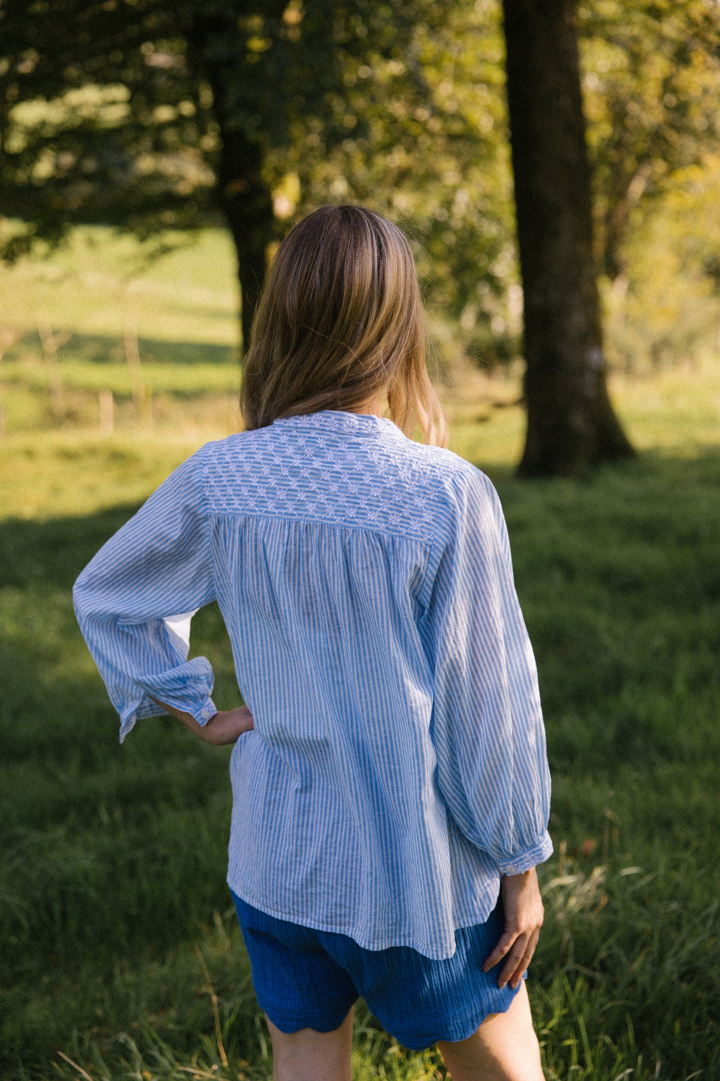 Sitara Stripe Blouse - Blue