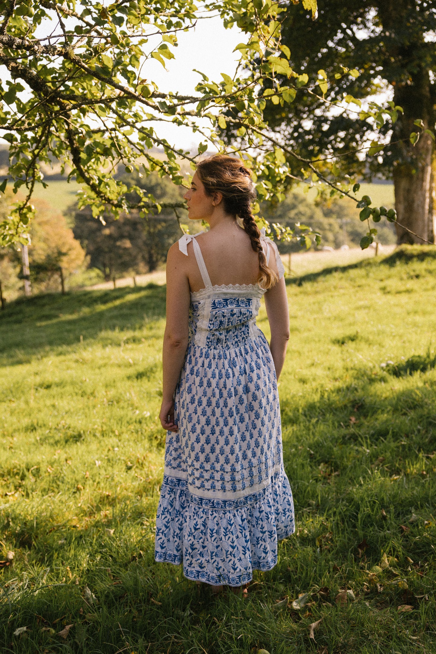 Akabe Sun Dress in Blue & White