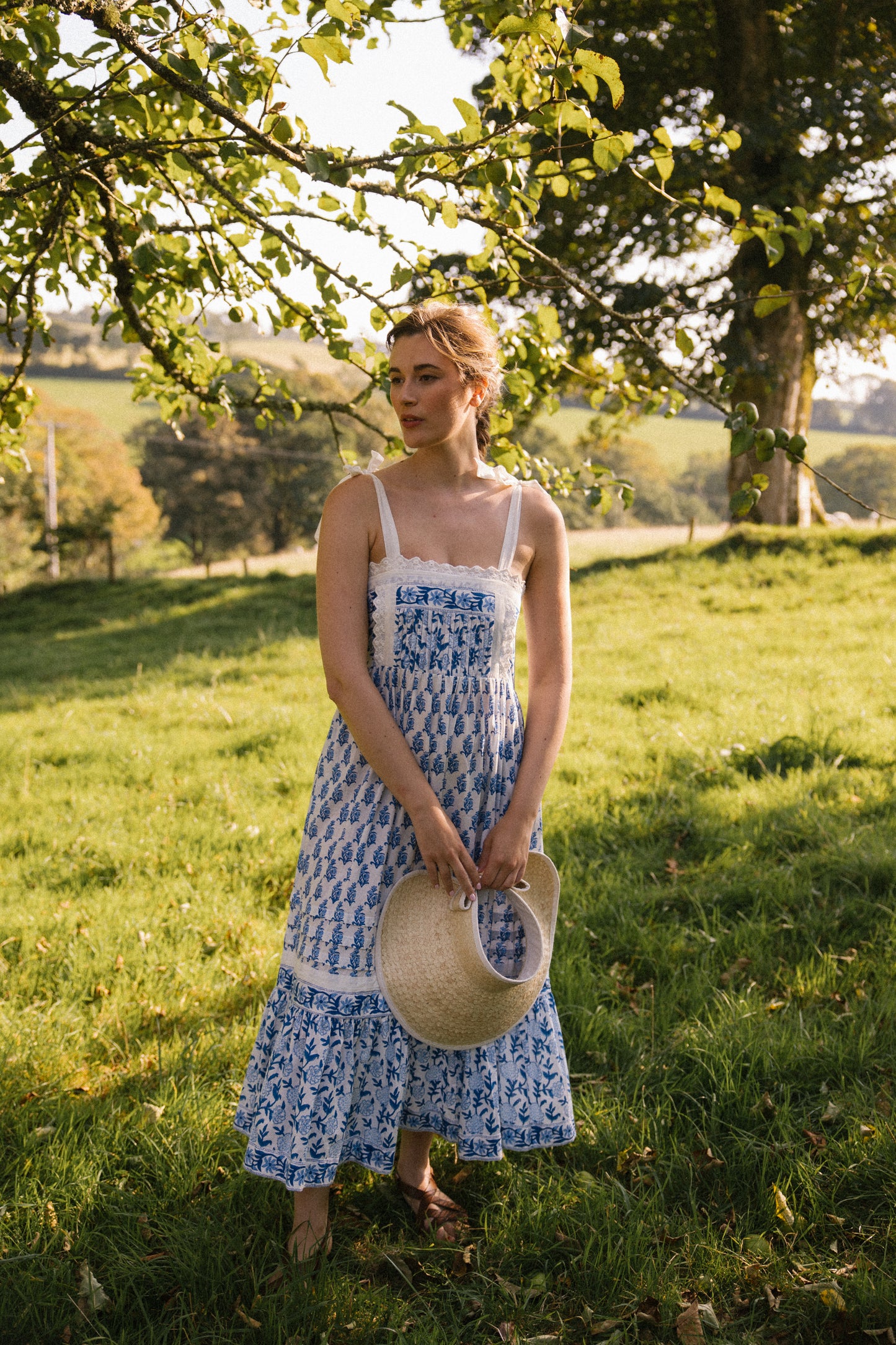 Akabe Sun Dress in Blue & White