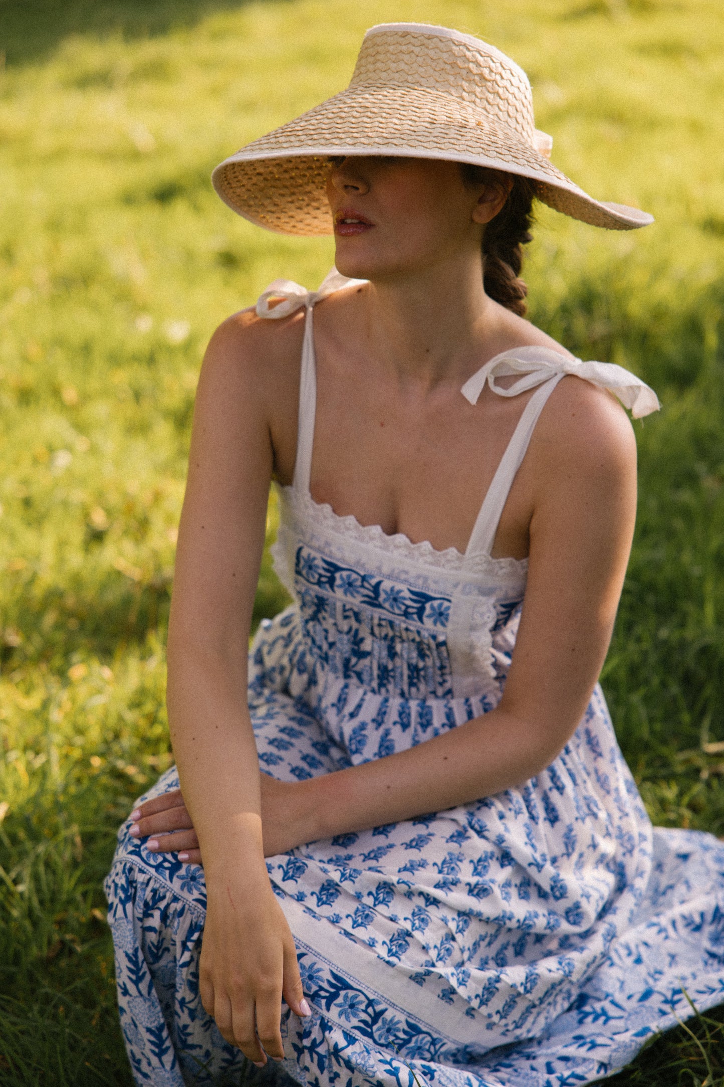 Akabe Sun Dress in Blue & White