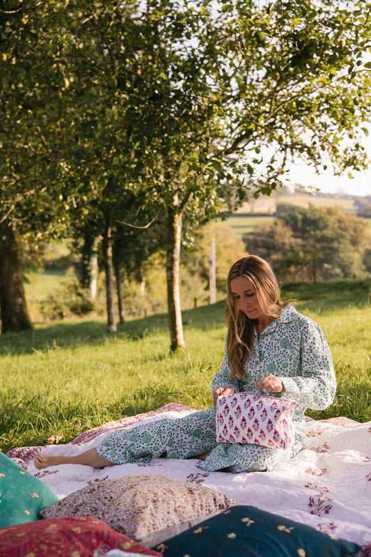 Wash Bag - Red Marigold (AVAILABLE FOR PREORDER )