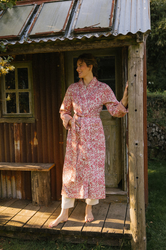 Quilted Dressing Gown - Cherry Blossom