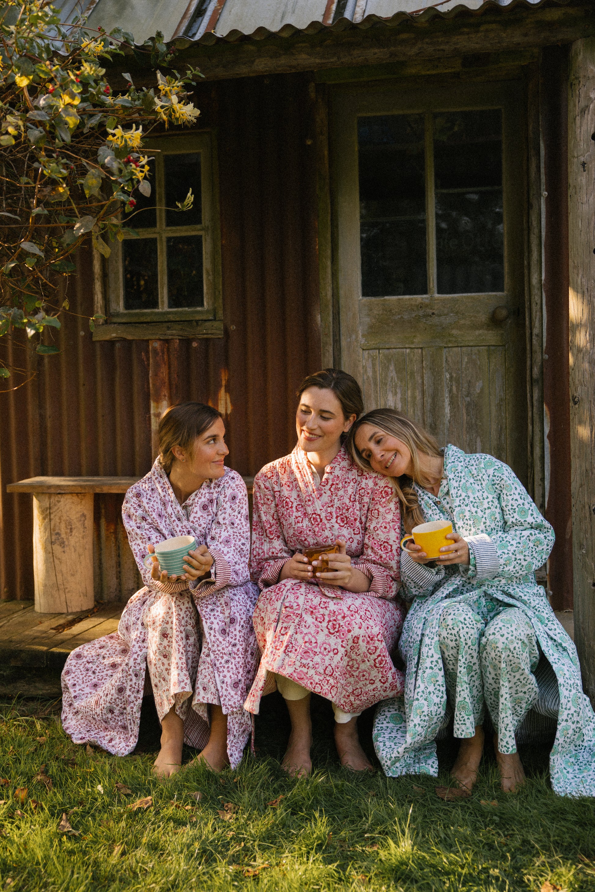 Quilted Dressing Gown - Petala Green Pink Lemons Boutique Quilted Dressing Gown - Petala Green Pink Lemons Boutique
