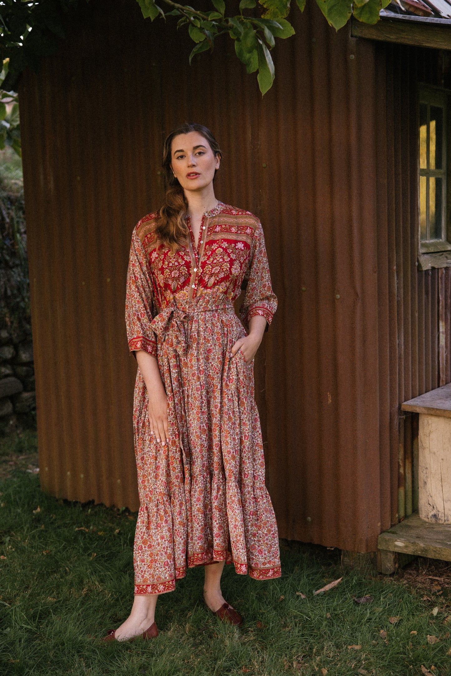 Prairie Round Neck Silk Dress 295 - XXXL