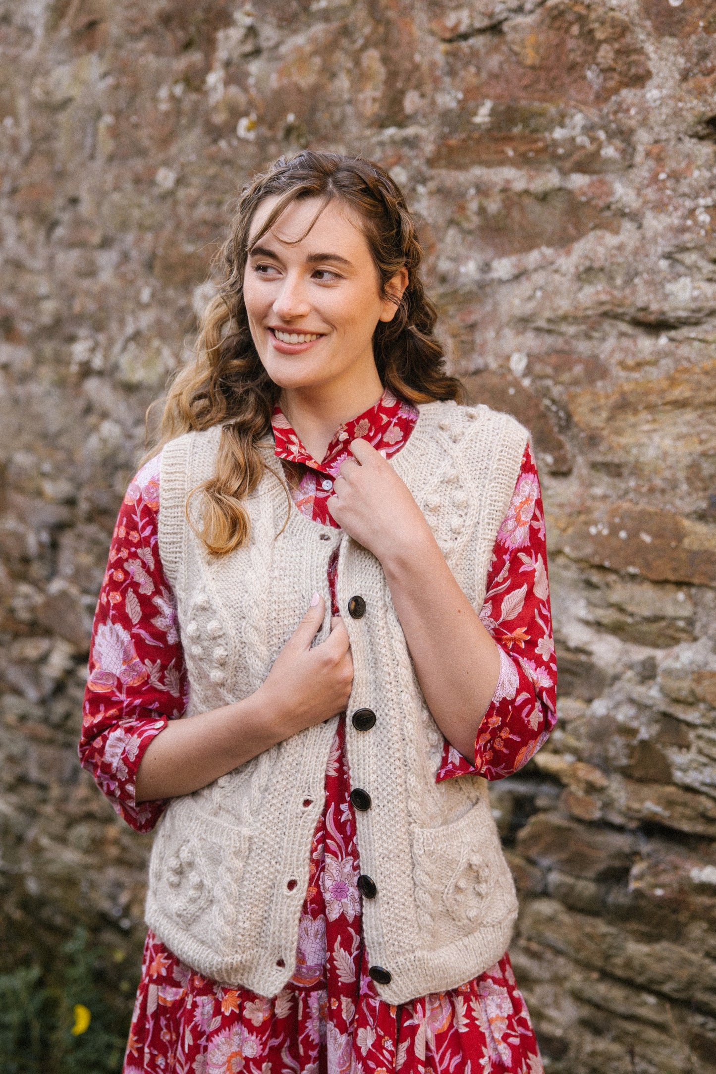 Eire Aran Waistcoat - Natural