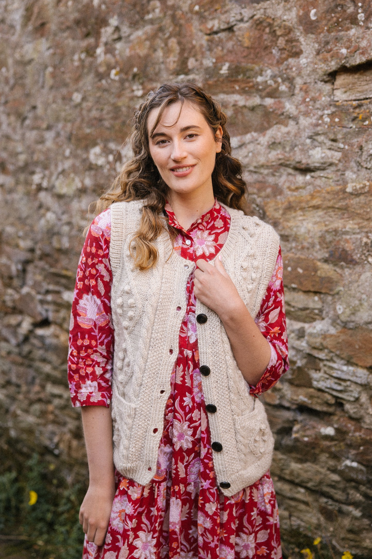 Eire Aran Waistcoat - Natural