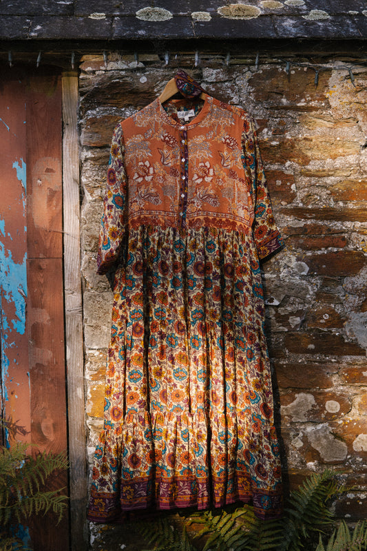 Prairie Round Neck Silk Dress 321 - XXL