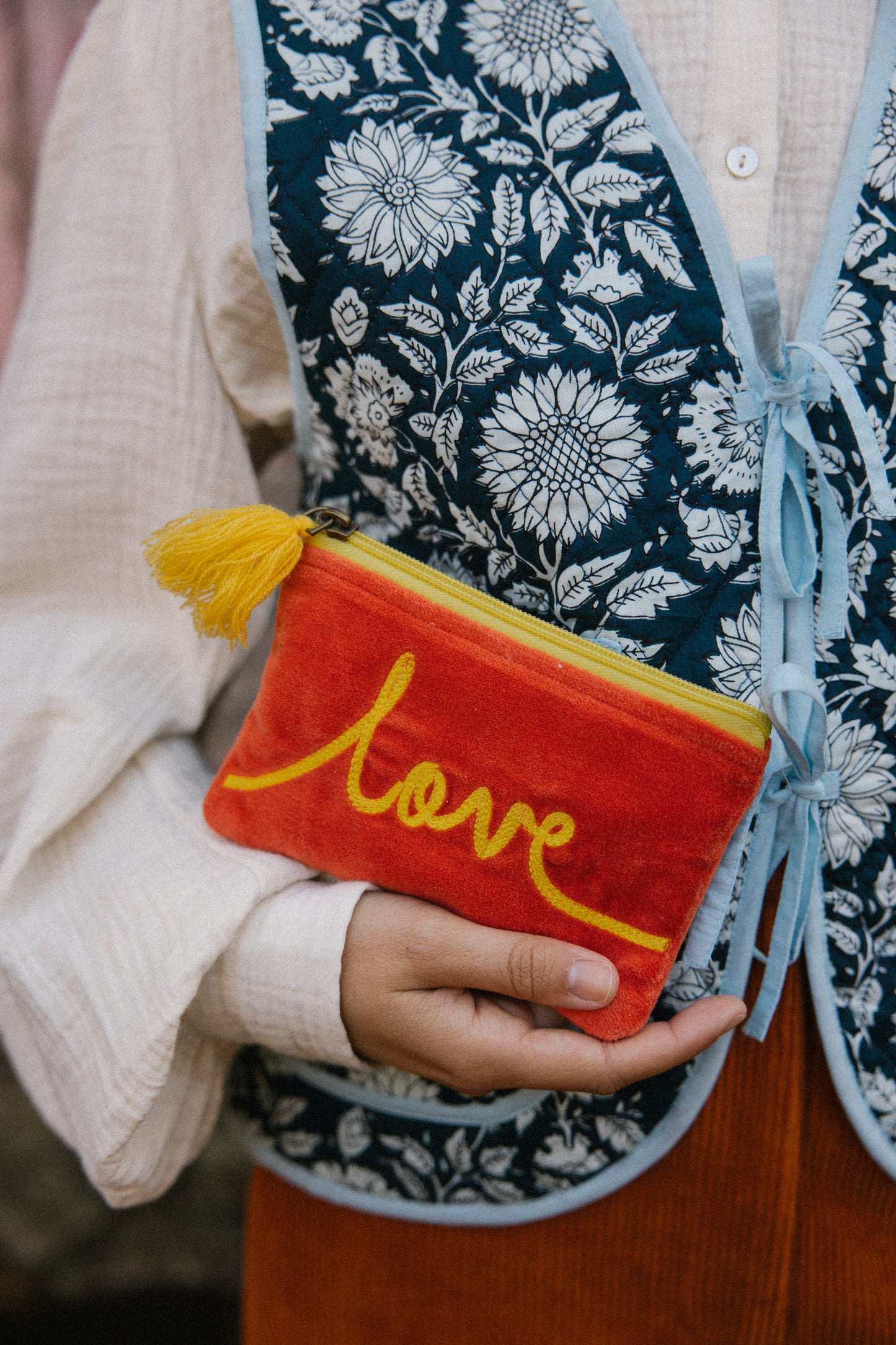 Velvet Love Pouch in Orange & Yellow