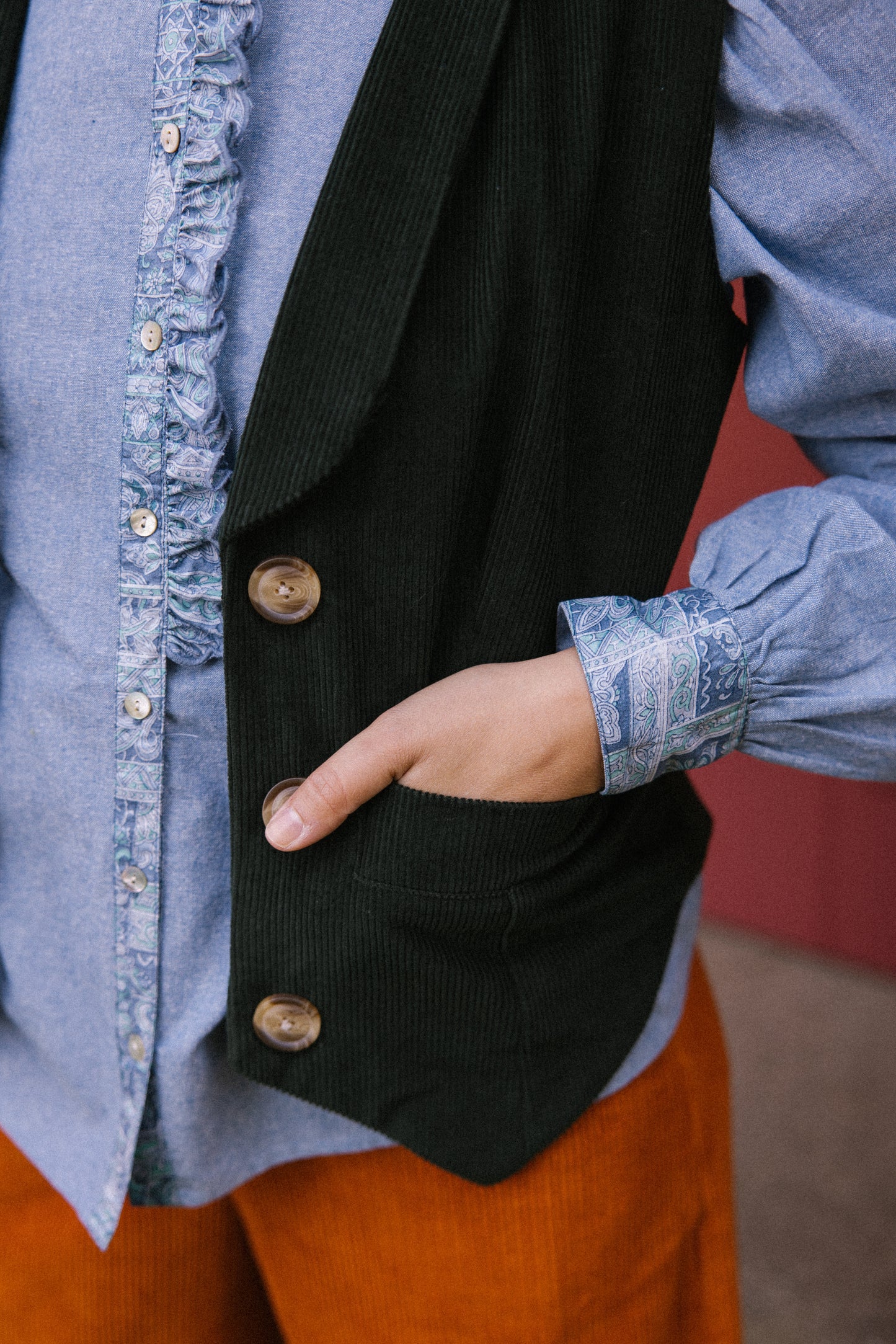 Jackie Corduroy Waistcoat in Bottle Green