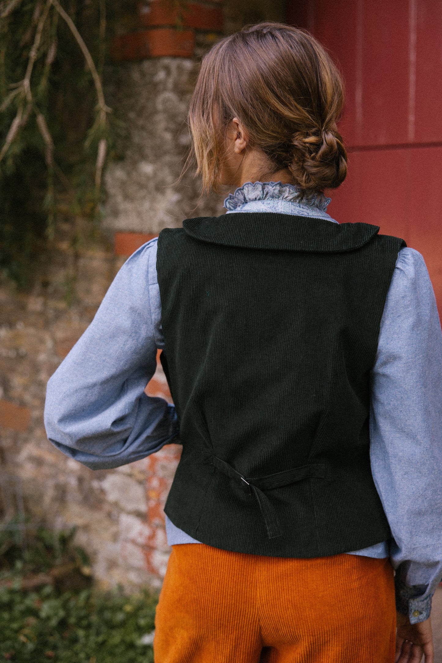 Jackie Corduroy Waistcoat in Bottle Green