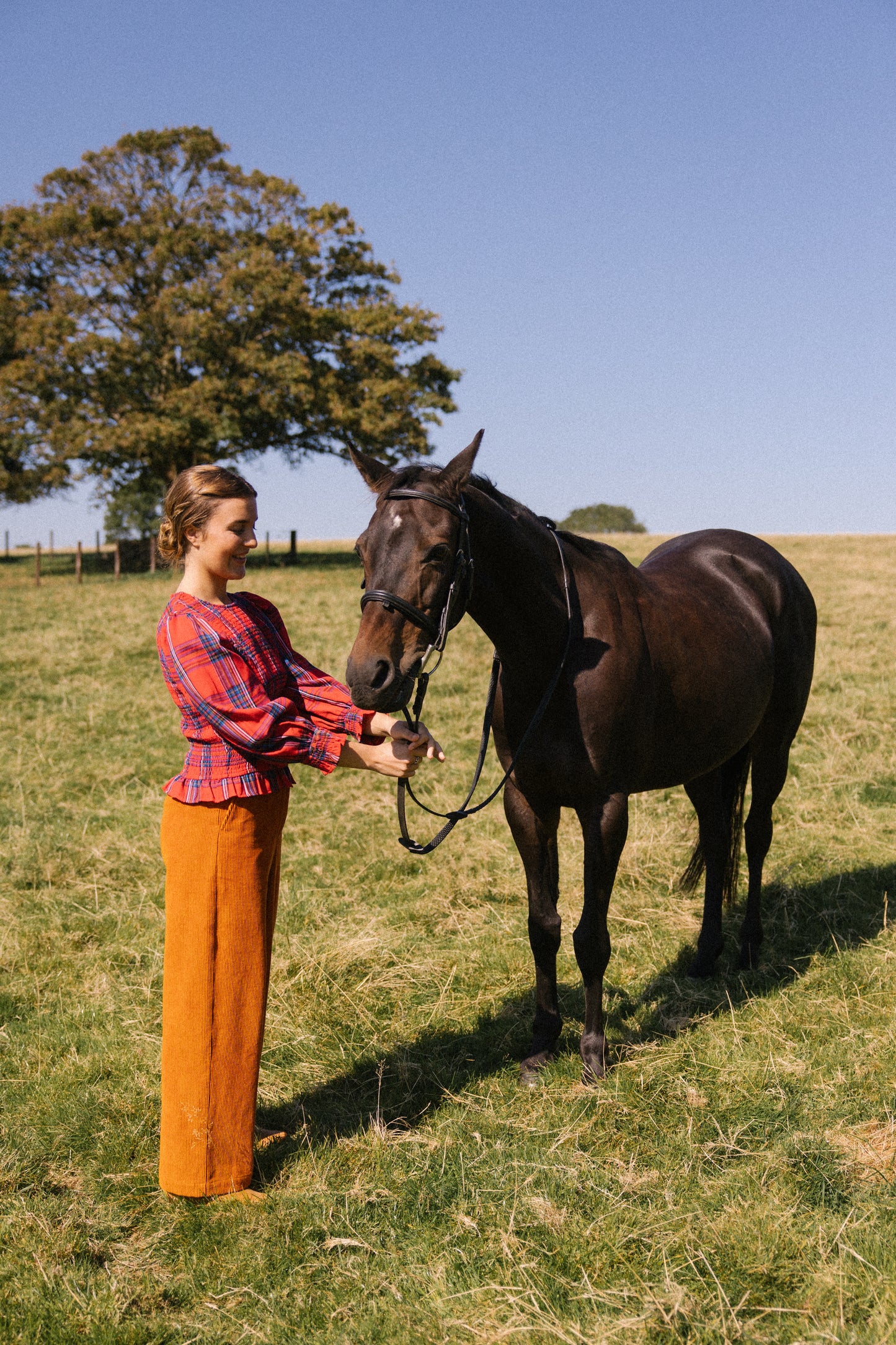 Mary Jane Smock Top - Red Tartan