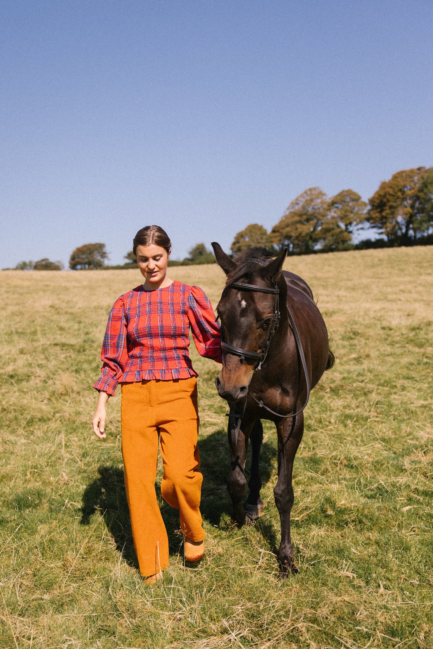 Mary Jane Smock Top - Red Tartan