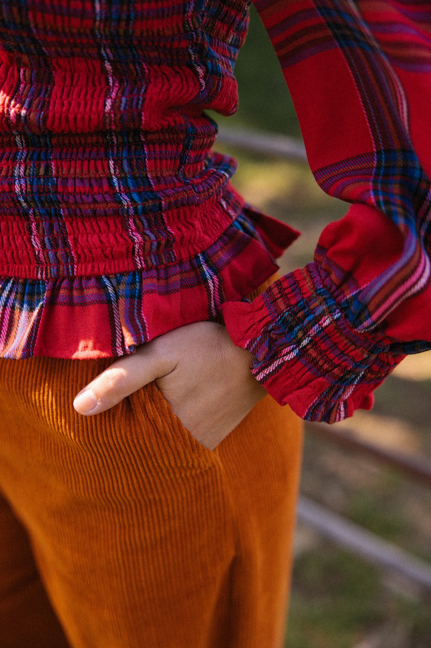 Mary Jane Smock Top - Red Tartan