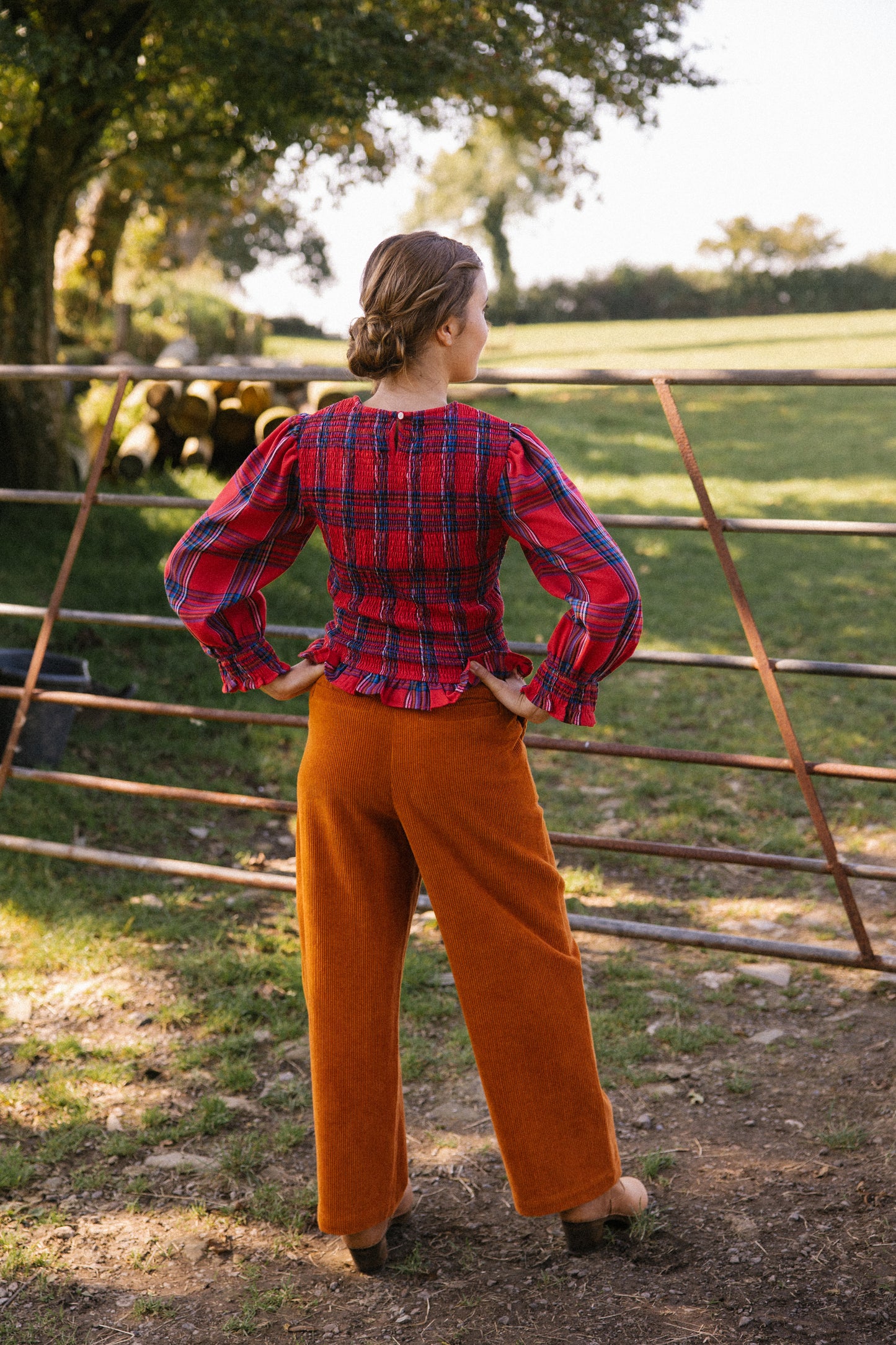 Mary Jane Smock Top - Red Tartan