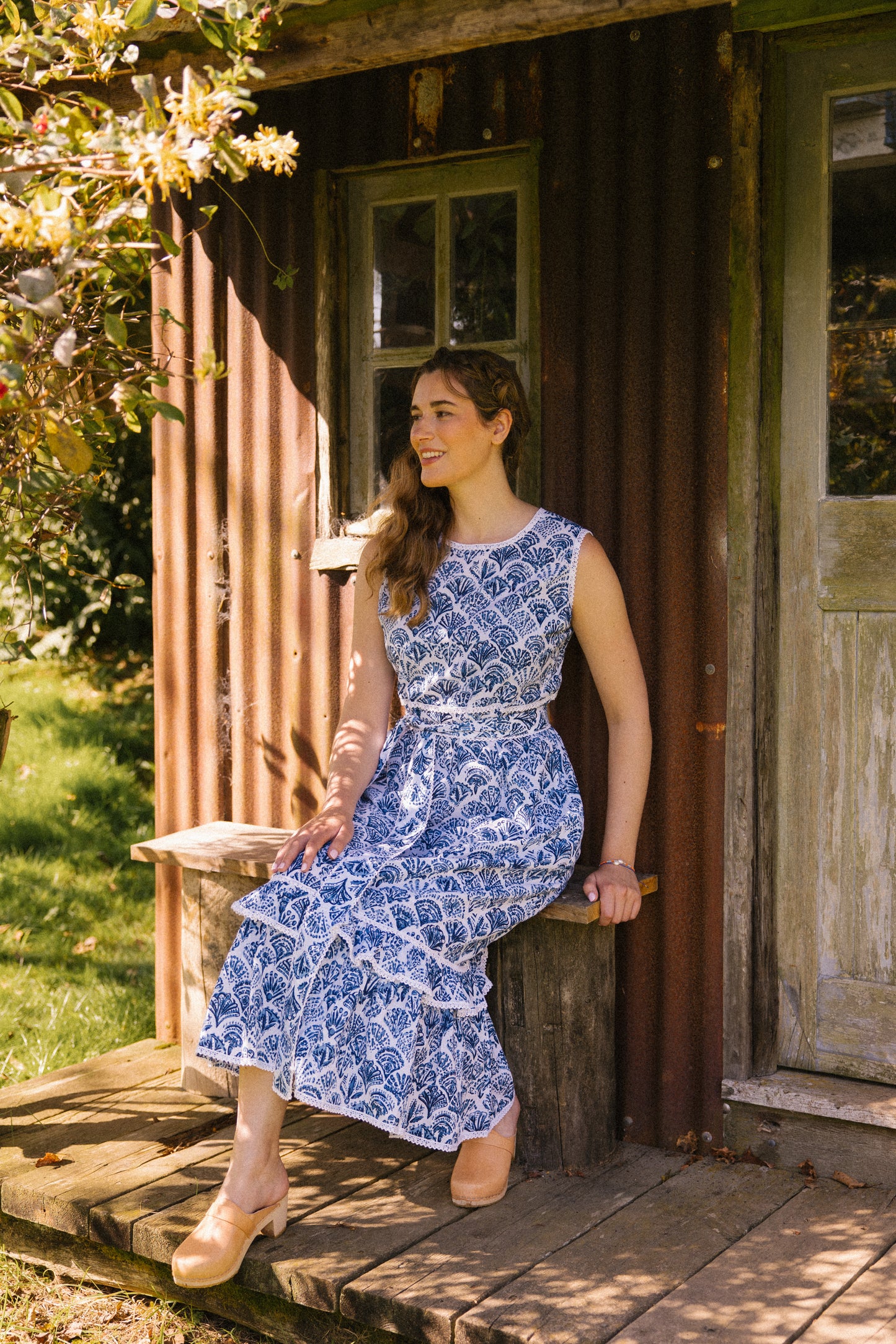 Sea Shell S/L Dress - Blue