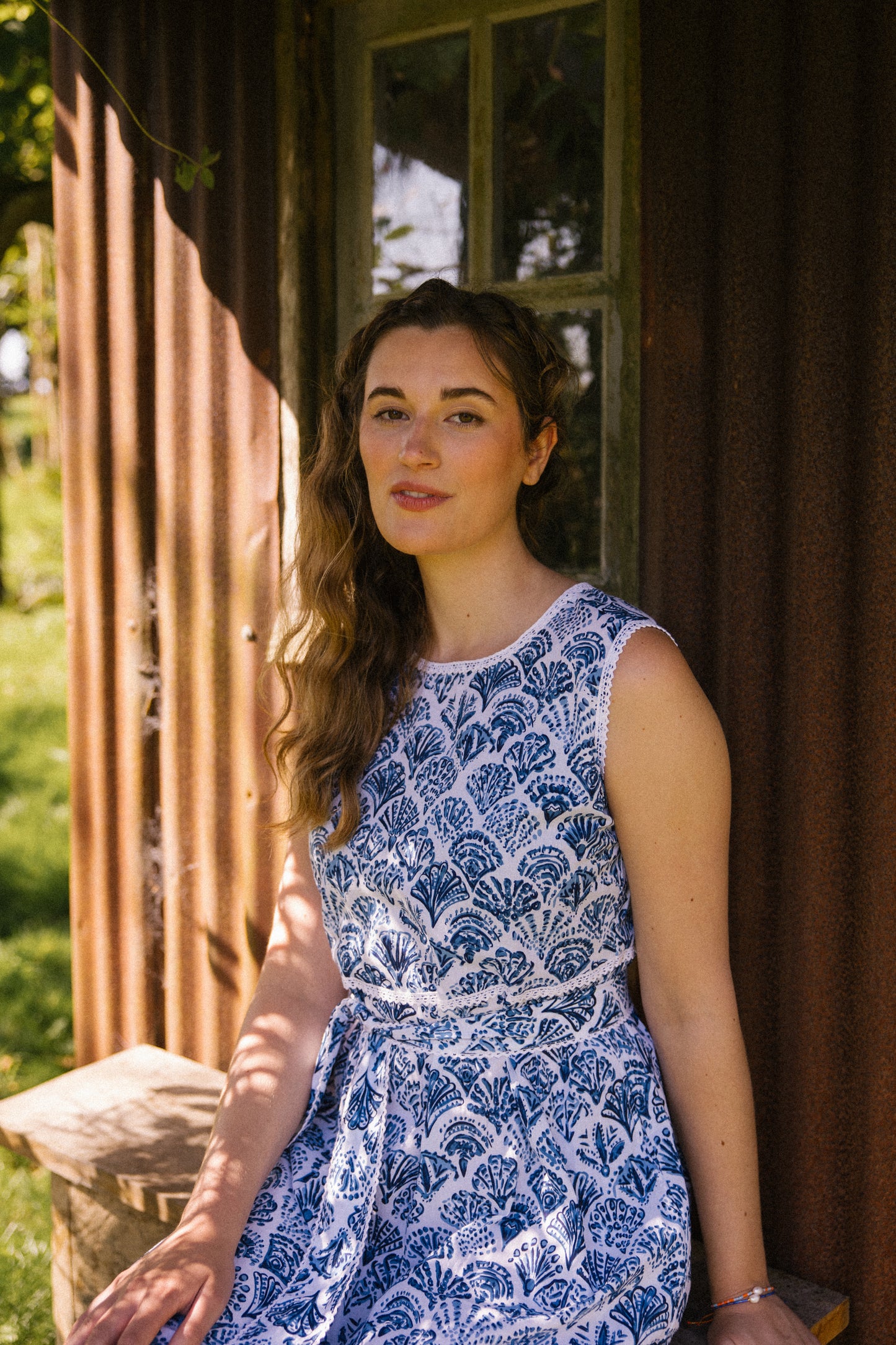 Sea Shell S/L Dress - Blue