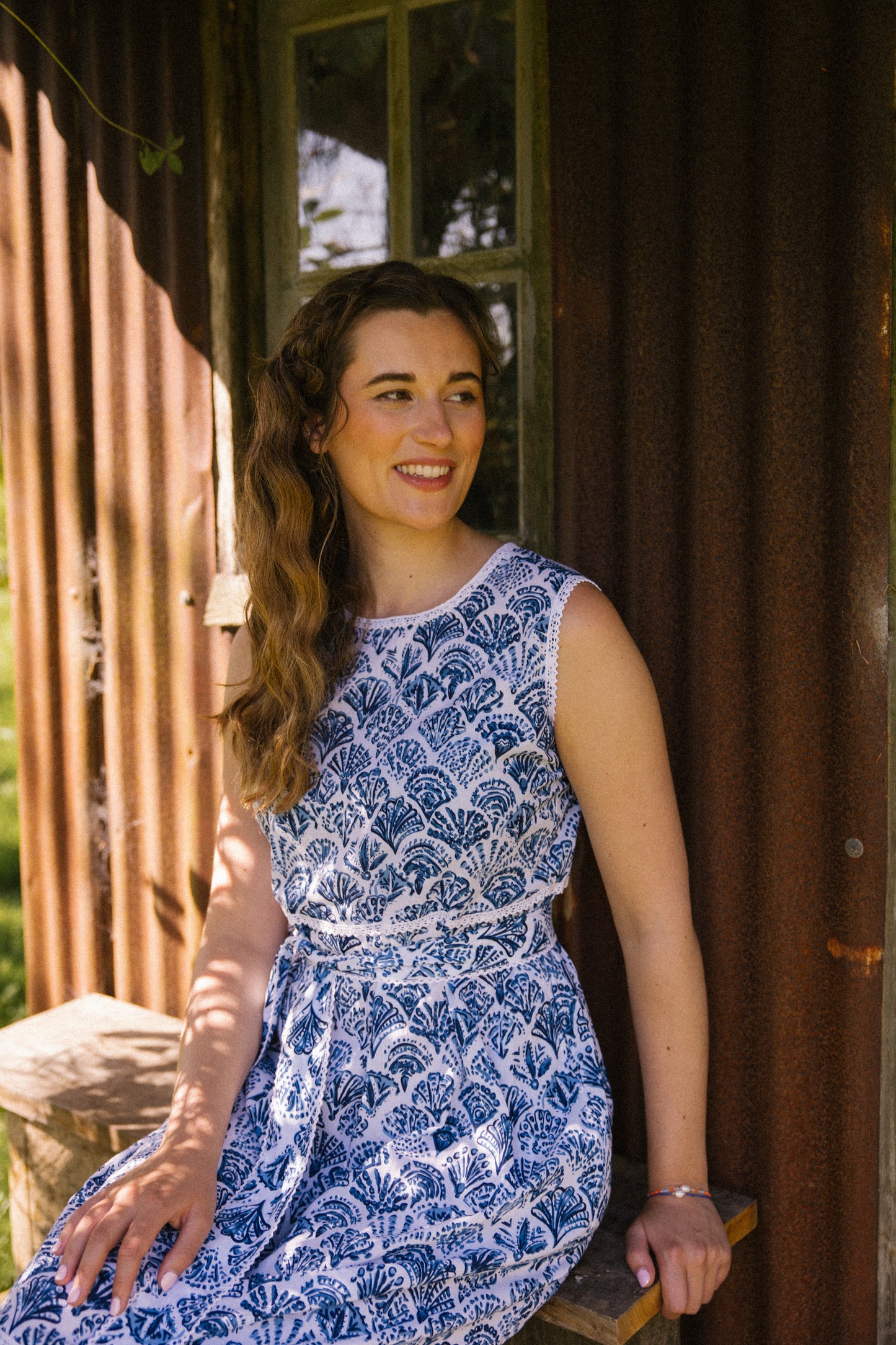 Sea Shell S/L Dress - Blue