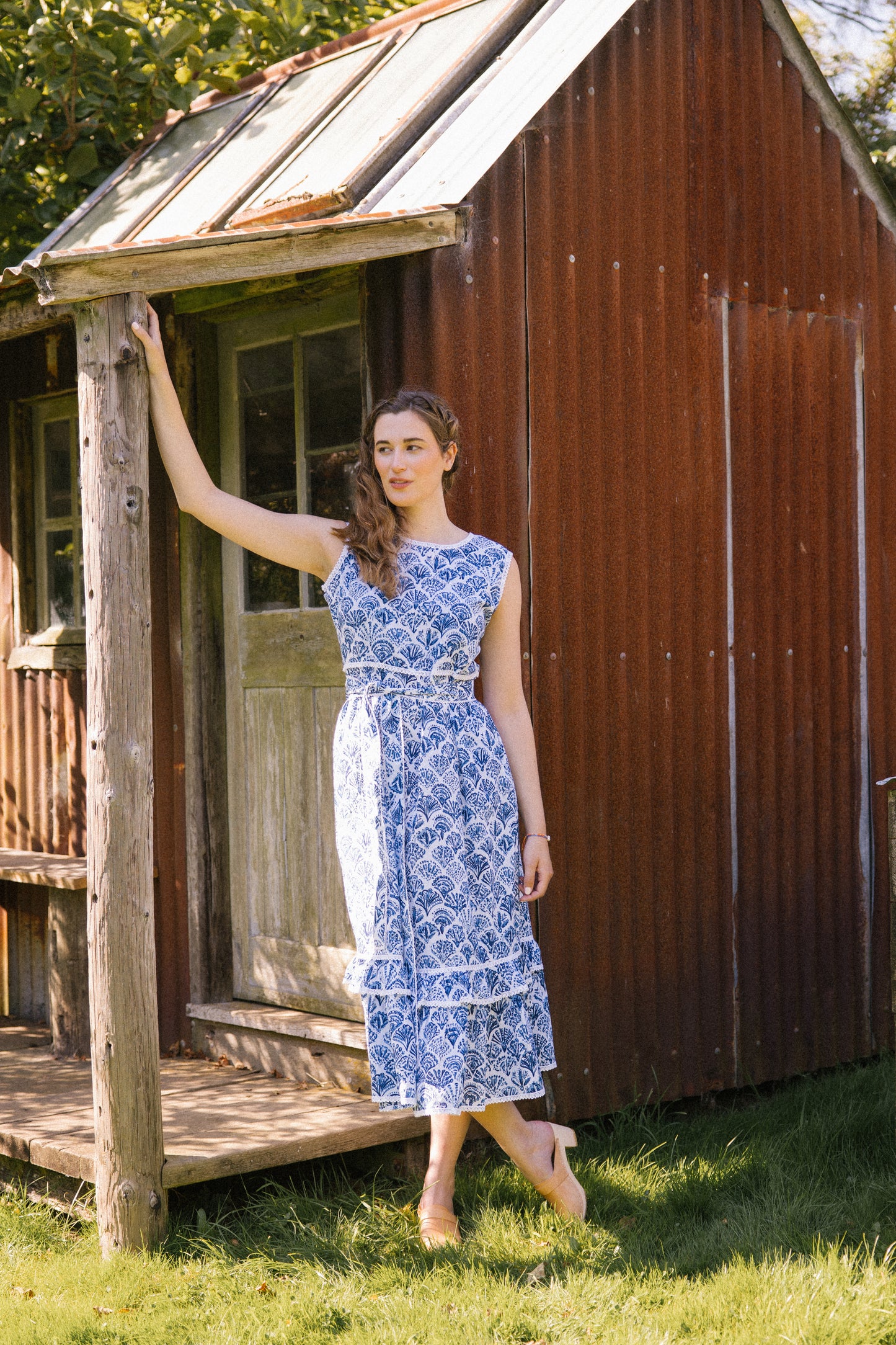 Sea Shell S/L Dress - Blue