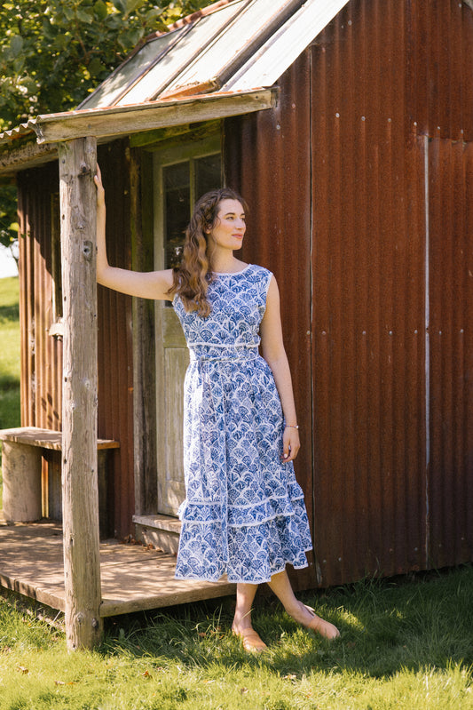 Sea Shell S/L Dress - Blue