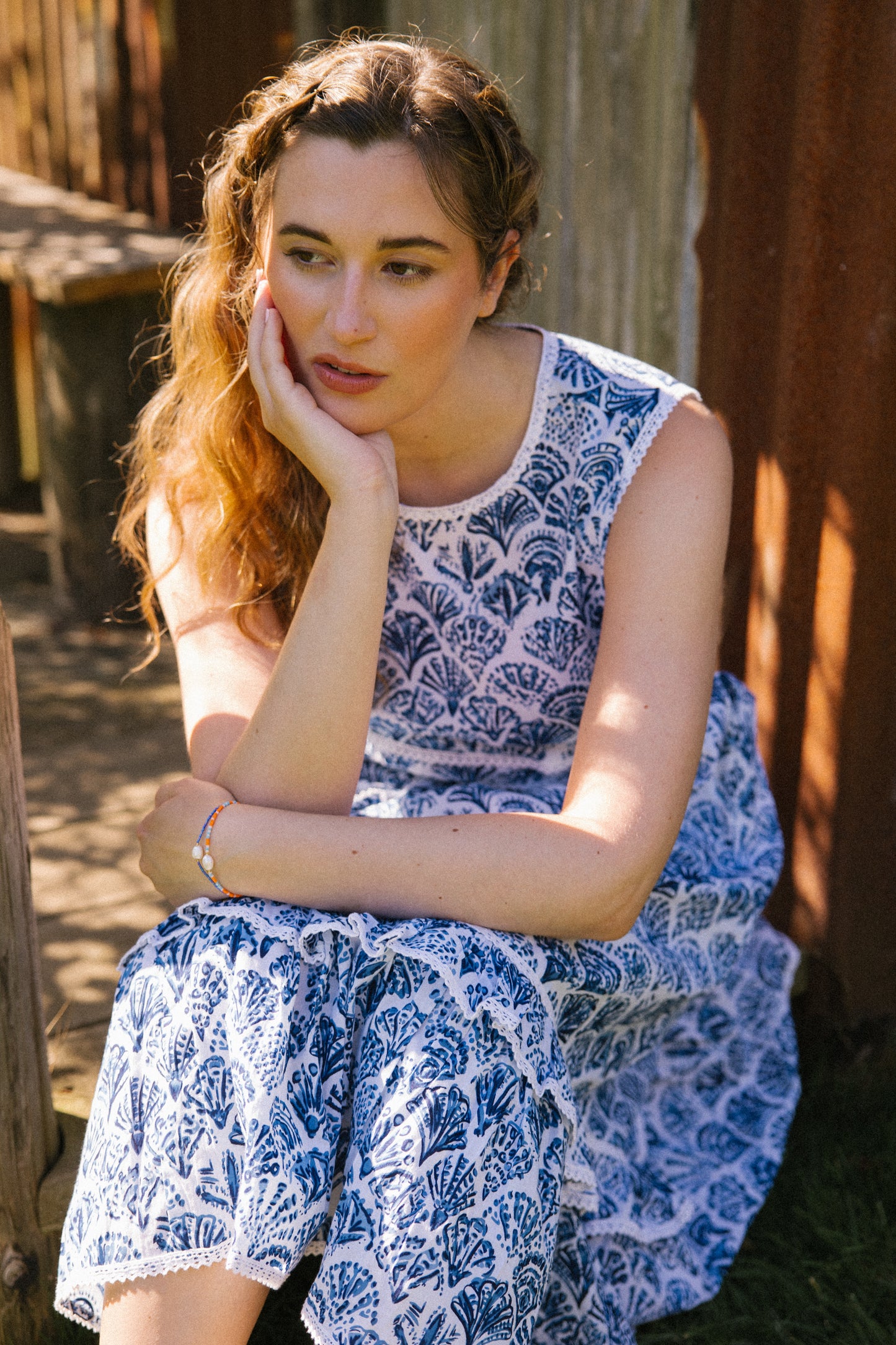 Sea Shell S/L Dress - Blue