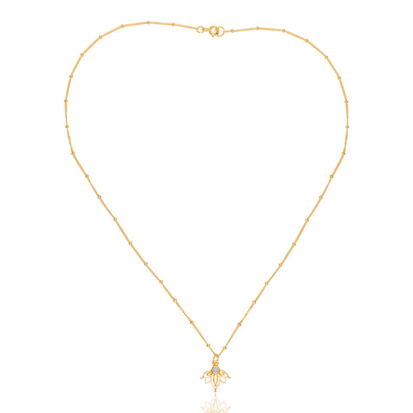 Lotus Necklace Gold -Rainbow Moonstone