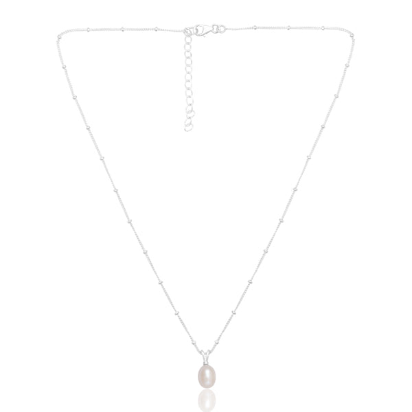 Pearl Briolette Necklace- Silver