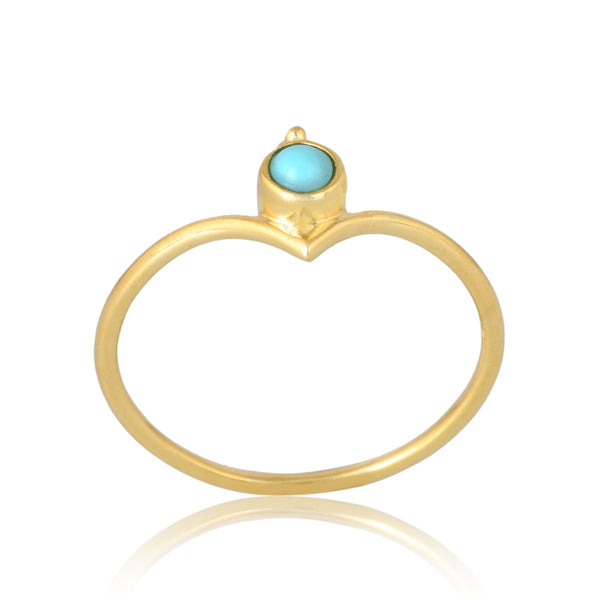 Gaia Wishbone Ring -Gold Arizona Turquoise