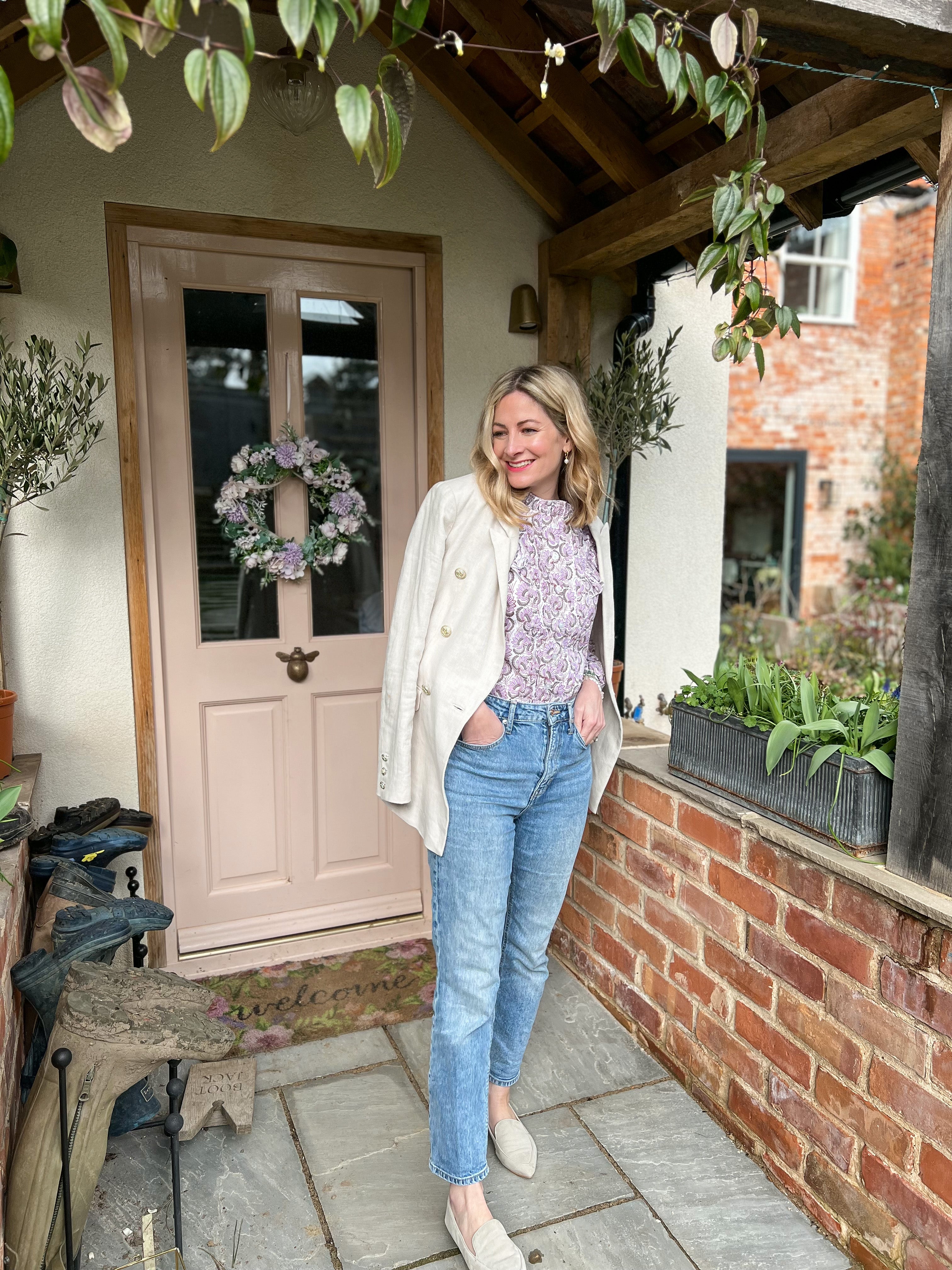 Lilac blouse outlet outfit