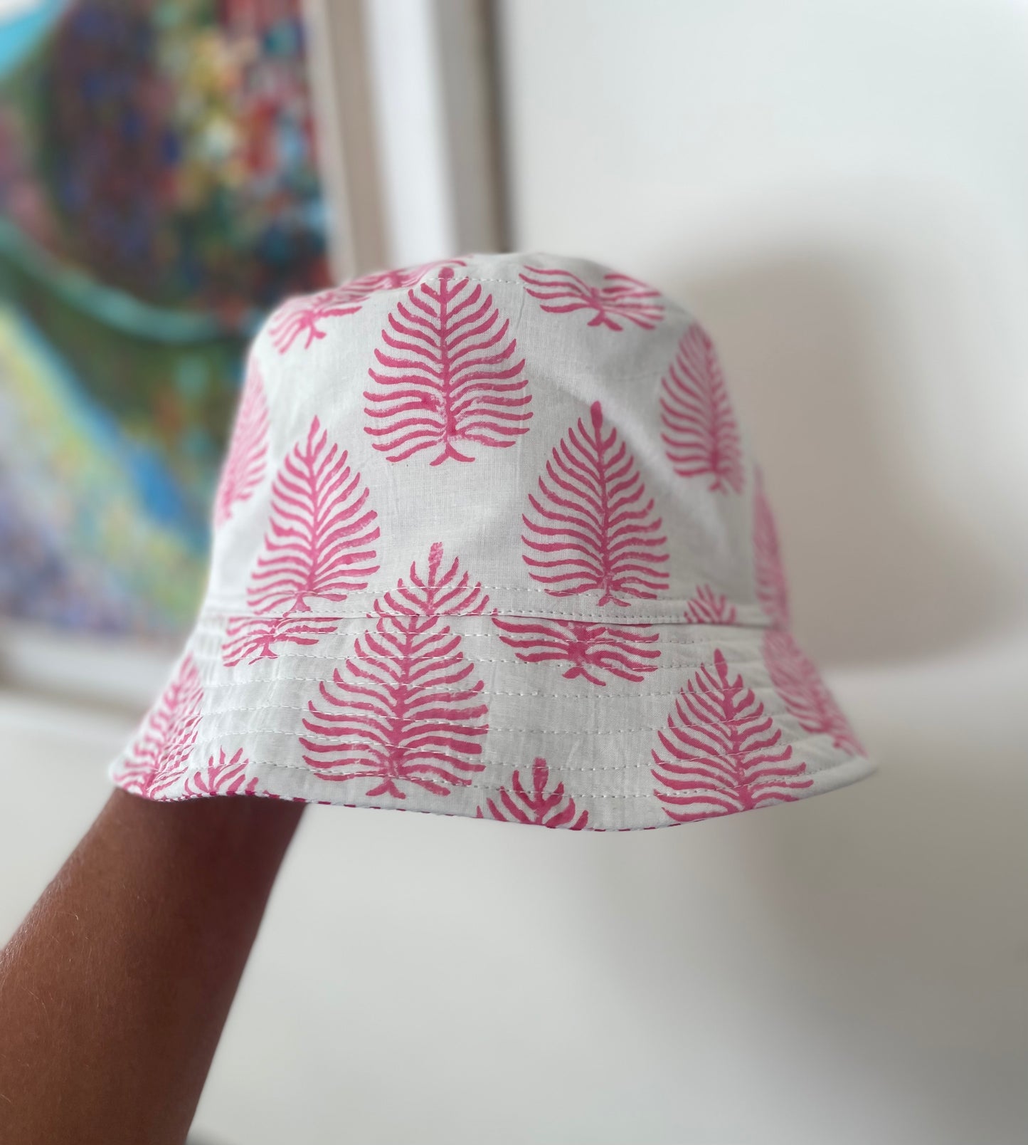 Bucket Hat - Pink Leaf