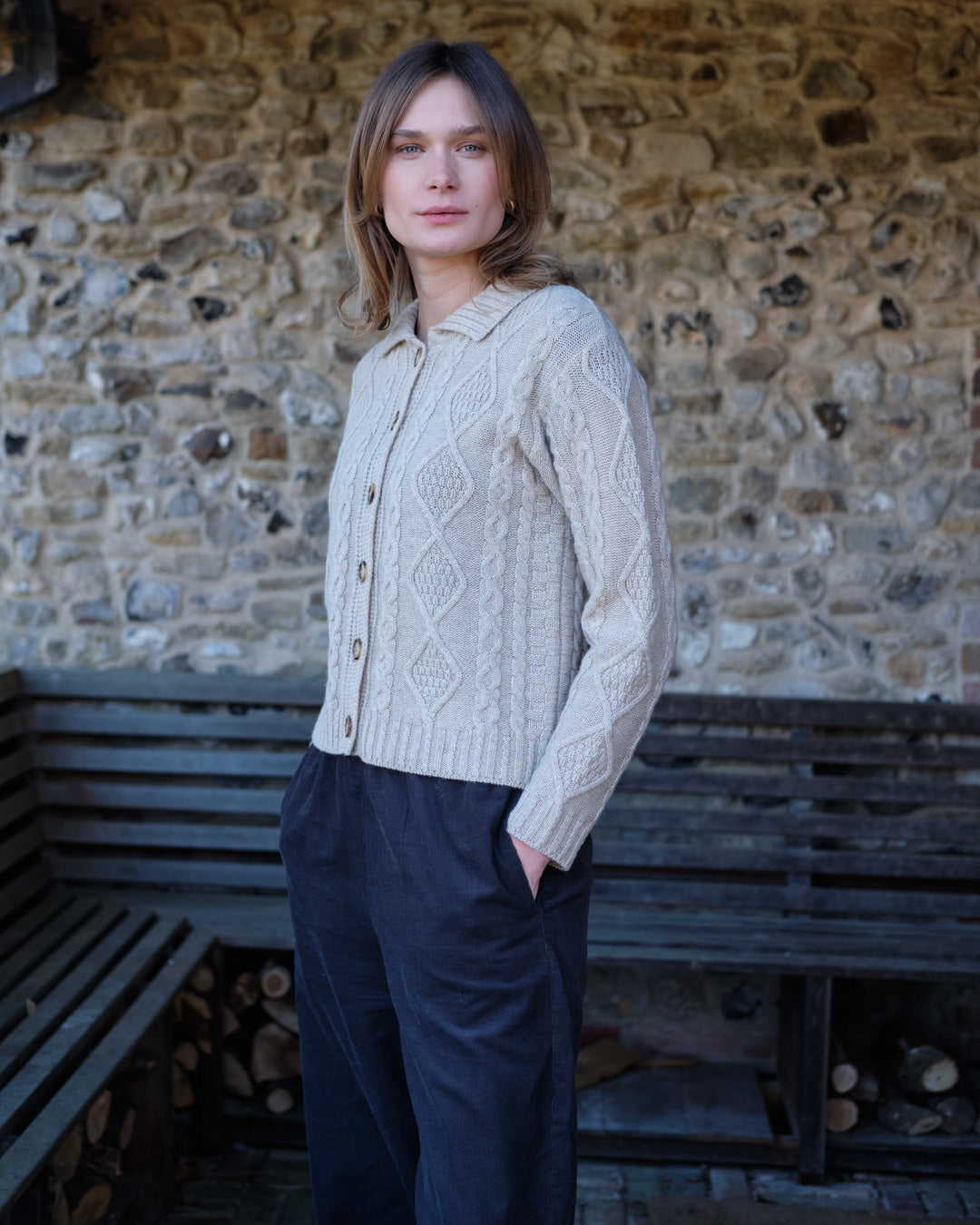 Agnes Aran Cardigan - Linen