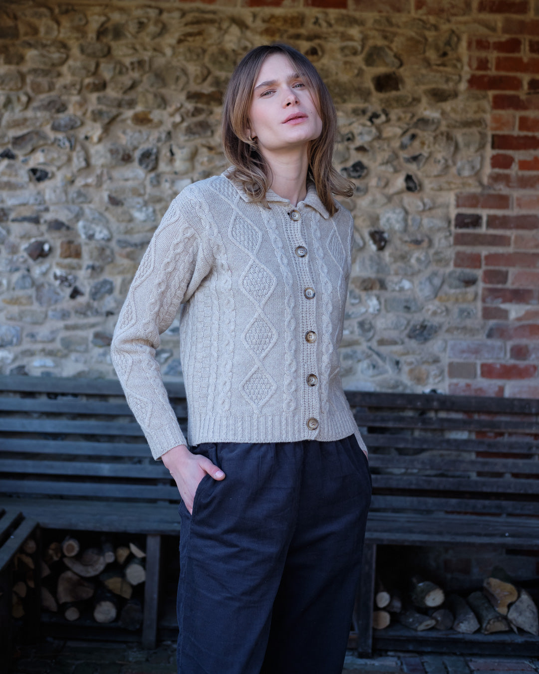 Agnes Aran Cardigan - Linen