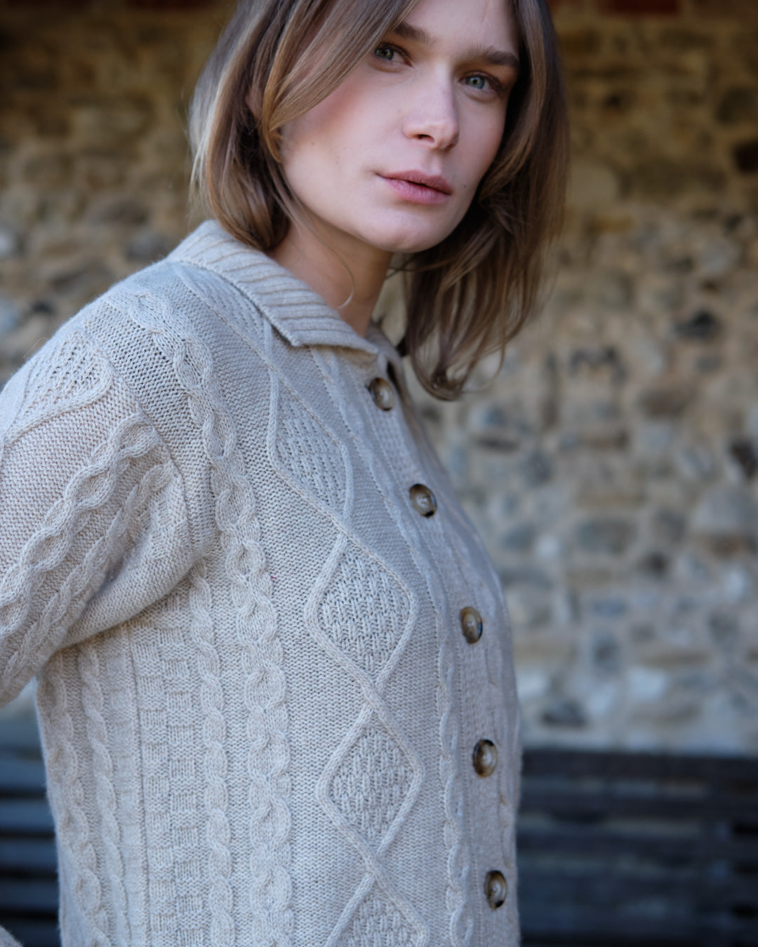 Agnes Aran Cardigan Linen